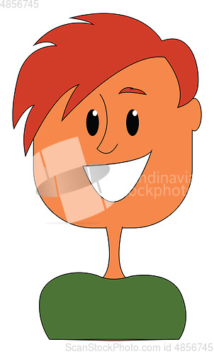 Image of A happy boy in green sweater vector or color illustration