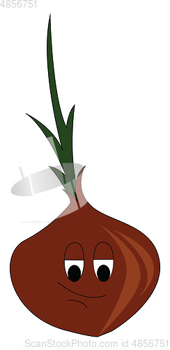 Image of Onion with face and long leafs vector illustration on white back