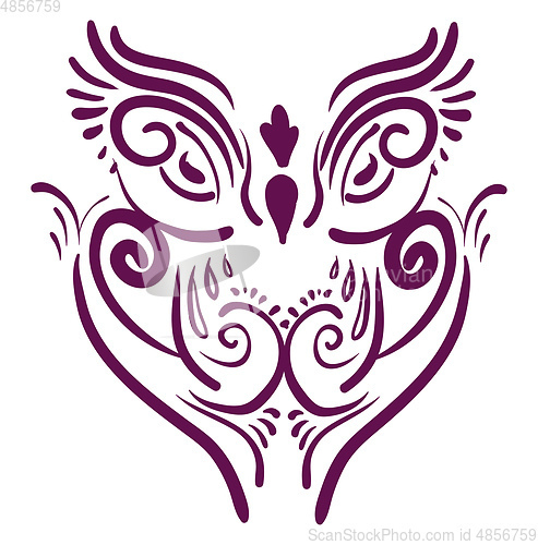 Image of Purple owl vector or color illustration
