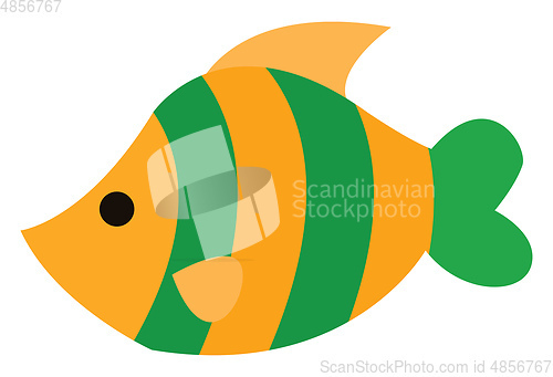 Image of Clipart of a beautiful yellow fish with two green bands as scale