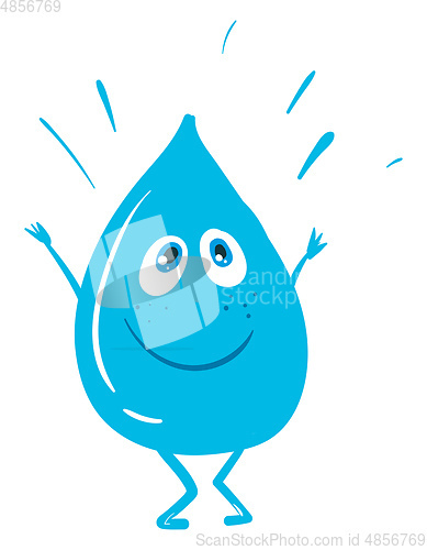 Image of Cartoon funny happy water drop vector or color illustration