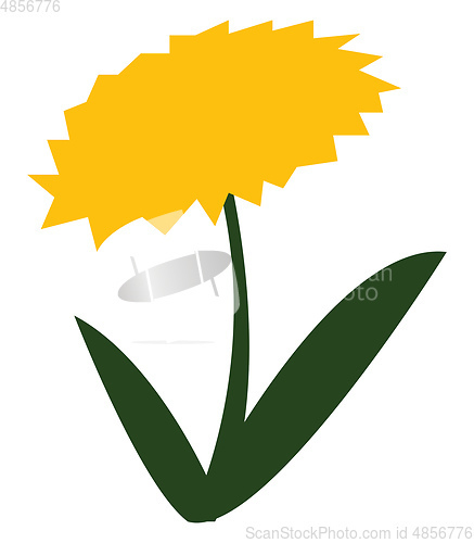 Image of Blooming yellow flower with green leaves vector or color illustr