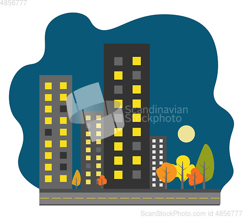 Image of Night town illustration vector on white background 