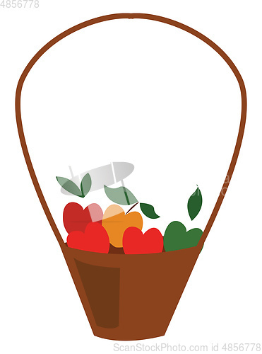 Image of A basket of apples, vector color illustration.