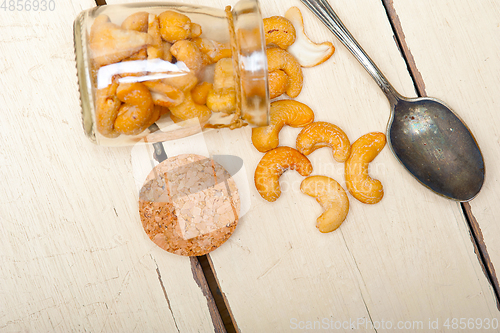 Image of cashew nuts on a glass jar
