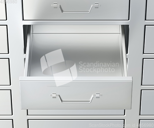 Image of Empty metal drawer

