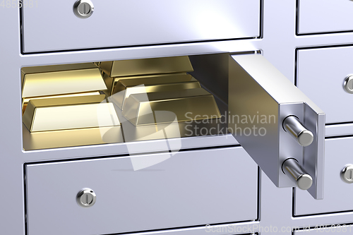 Image of Gold bars in a bank safety deposit box