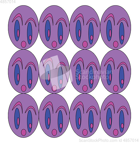 Image of Oval purple face vector or color illustration
