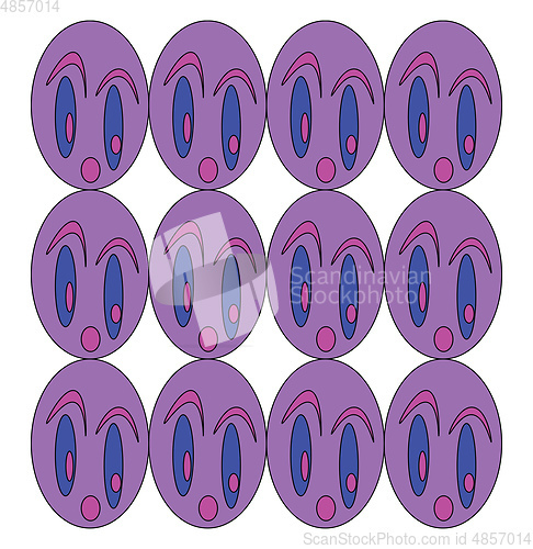 Image of Oval purple face vector or color illustration