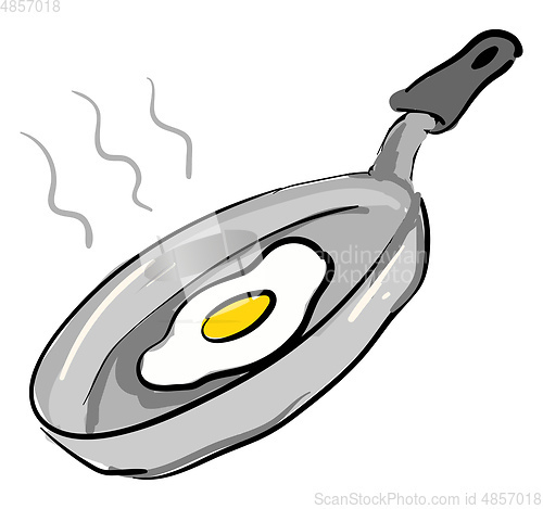 Image of Grey pan with fried egg illustration vector on white background