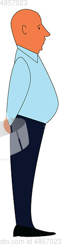 Image of A bald man standing upright with hands crossed at the back vecto