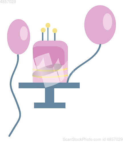 Image of Cake and balloons to celebrate the birthday vector color drawing