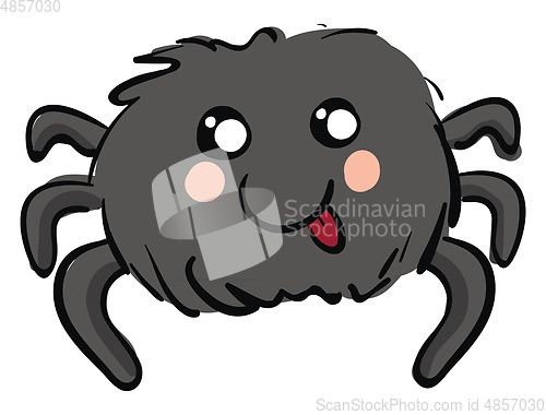 Image of Cute smiling grey spider with red tounge out vector illustration