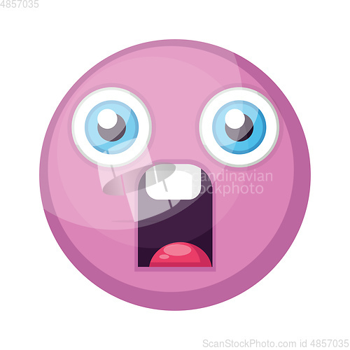 Image of Supprised pink round emoji face vector illustration on a white b