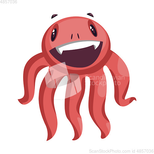 Image of Cartoon octopus monster smiling white background vector illustra