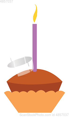 Image of Cupcake with a candle vector or color illustration