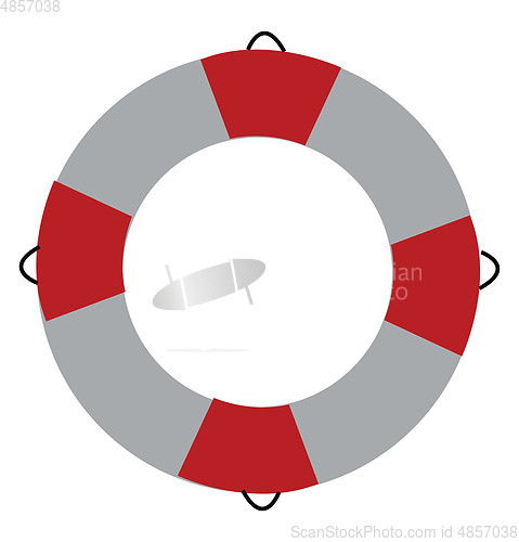 Image of A red and white round support that keeps a person afloat in wate