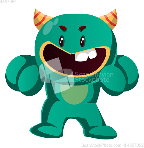 Image of Angry green monster ready to fight vector illustration