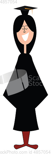 Image of Clipart of a student in black graduation gown and hood vector or