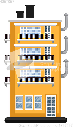 Image of Cartoon orange building with three floors vector illustration on