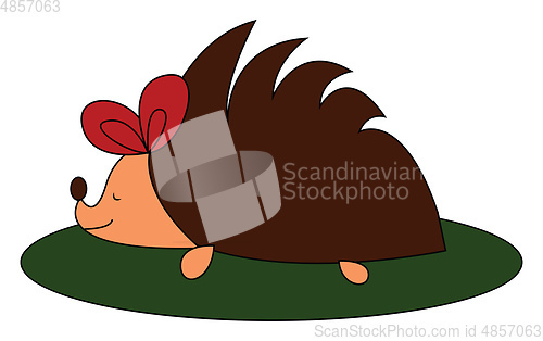 Image of Hedgehog with a bow vector or color illustration