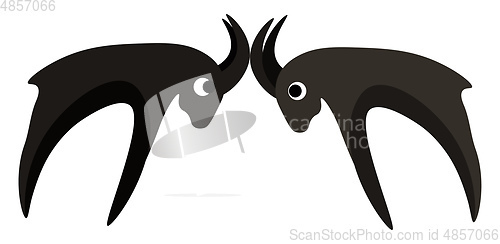 Image of Clipart of two black goats fighting with horns set isolated on w