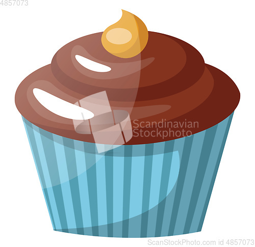 Image of Chocolate cupcake with peanut butter on topillustration vector o