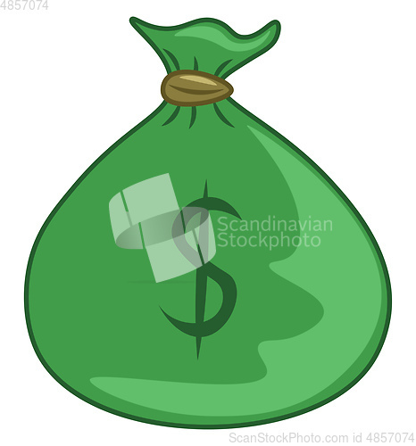 Image of A green bag with $ vector or color illustration