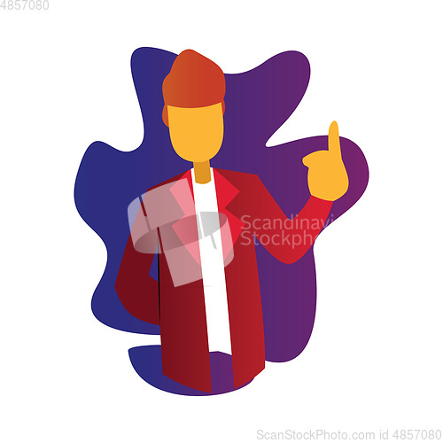 Image of Vector character illustration of a doctor in red coat pointing f