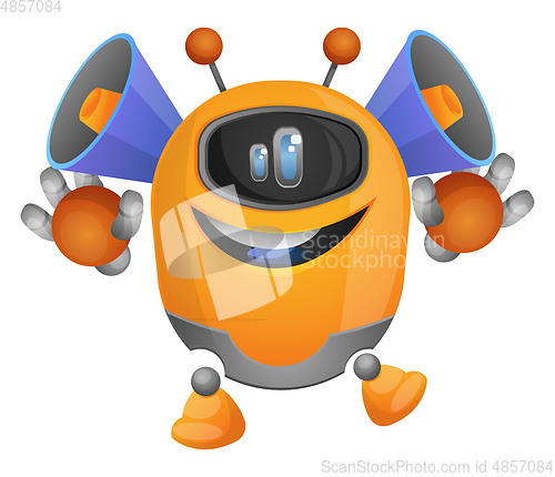 Image of Cartoon robot with speakers on the head illustration vector on w