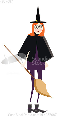 Image of Lady in witch costume vector or color illustration