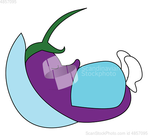 Image of Sleeping eggplant illustration vector on white background 