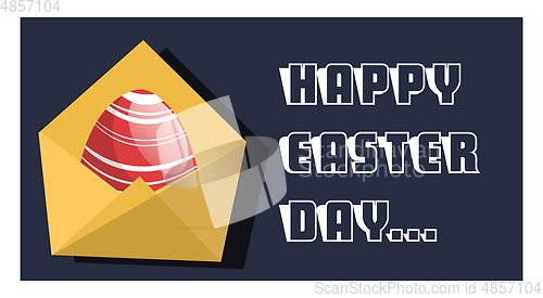 Image of Happy Easter day card with red egg illustration web vector on a 
