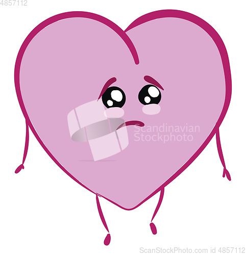 Image of Emoji of a sad rose-colored heart set on isolated white backgrou