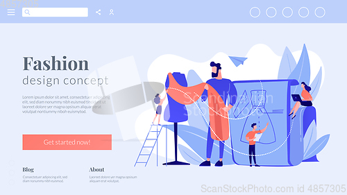 Image of Fashion design concept landing page.