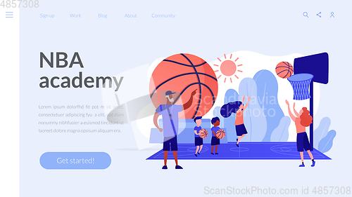 Image of Basketball camp concept landing page.