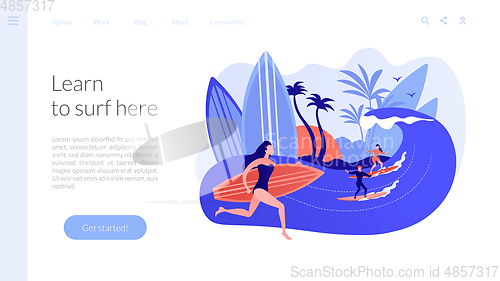 Image of Surfing school concept landing page.