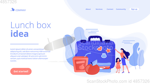 Image of Kids lunch box concept landing page.