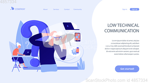 Image of Low-technical communication concept landing page