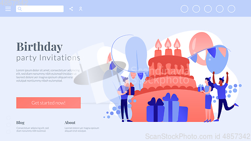 Image of Birthday party concept landing page.