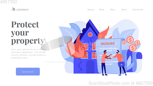 Image of Fire insurance concept landing page.