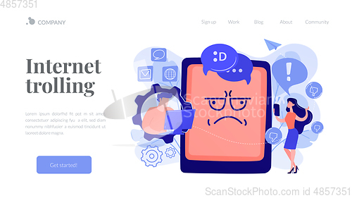 Image of Internet trolling concept landing page.