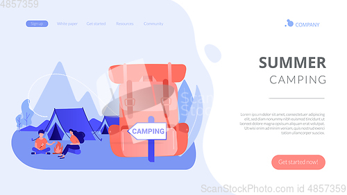 Image of Summer camping concept landing page.