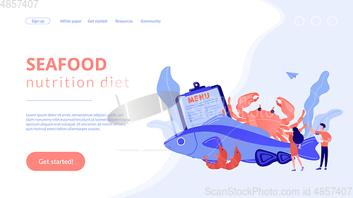Image of Seafood menu concept landing page.