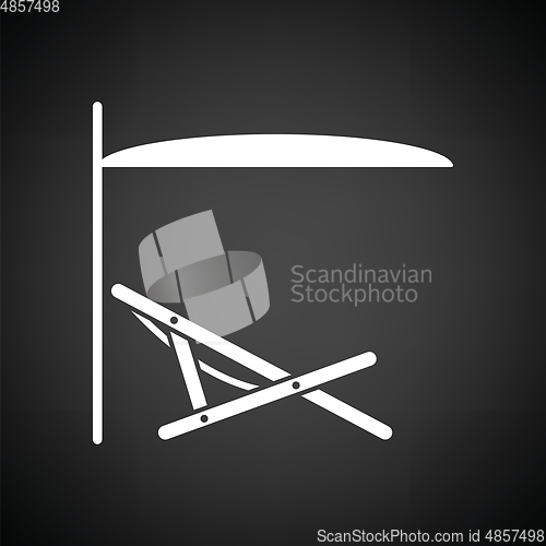 Image of Sea beach recliner with umbrella icon