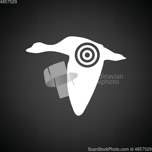 Image of Flying duck  silhouette with target  icon