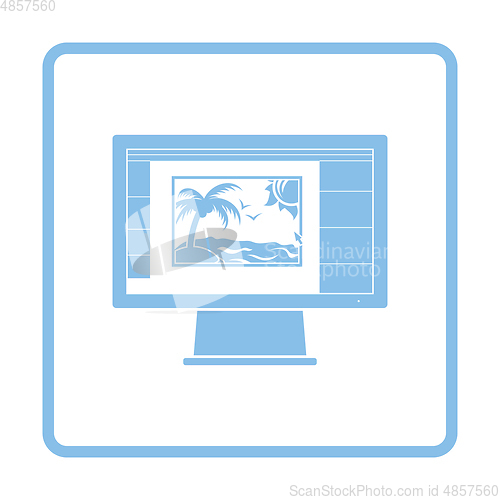 Image of Icon of photo editor on monitor screen