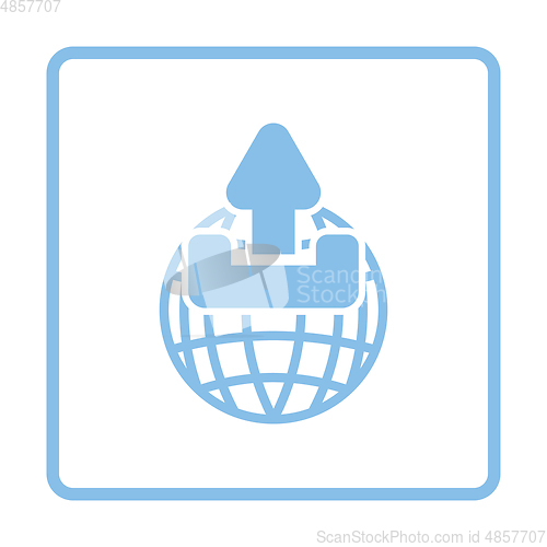 Image of Globe with upload symbol icon