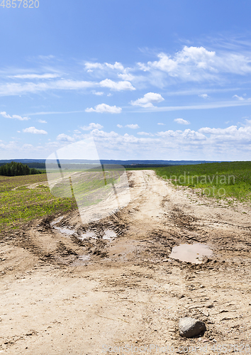 Image of sandy road puddle