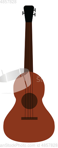 Image of Simple vector illustration of a brown acoustic guitar white back